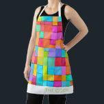 Colourful Abstract Art THE COOK Modern Kitchen Apron<br><div class="desc">Abstract Watercolor Art in bright oranges,  blues,  pinks,  yellows,  greens with custom THE COOK in lime green on white background. Easy to personalise text,  text colour. Great for ANY Colourful Cook in your life. Modern,  Colourful,  Fun. Mix and match entire Abstract Art Collection by TMCdesigns.</div>