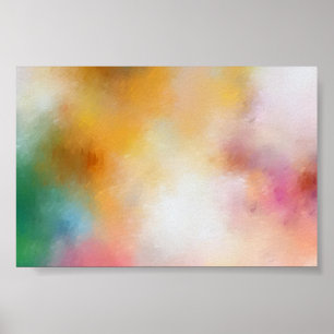 Colourful Abstract Art Trendy Modern Yellow Blue Poster