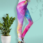 Colourful Abstract Art Vibrant Purple Pink Blue Leggings<br><div class="desc">These colourful leggings are designed using my original abstract art created with inks in vibrant shades of bright pink,  aqua blue,  lemon yellow,  and purple.  These fun,  funky leggings make great modern trendy yoga or workout and exercise pants or are great for just lounging around.</div>