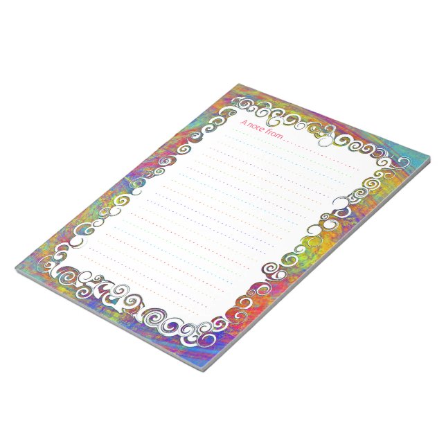 Colourful Abstract Art Waves Custom Lined Notepad (Angled)