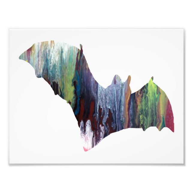 Colourful abstract Bat silhouette Photo Print (Front)