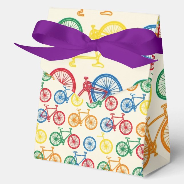 Colourful Abstract Bicycle Pattern Design Favour Box (Front)