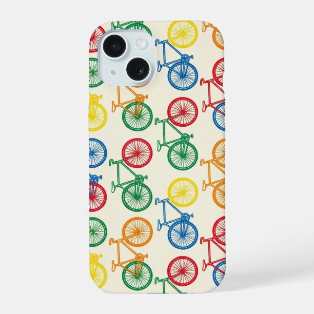 Colourful Abstract Bicycle Pattern Design iPhone 15 Case (Back)
