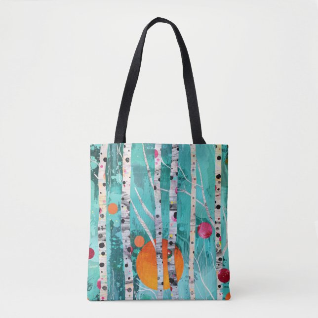 Colourful Abstract Birch Trees Tote Bag (Front)