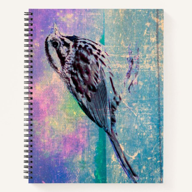 Colourful Abstract Bird Art: Vibrant Songbird Notebook (Front)