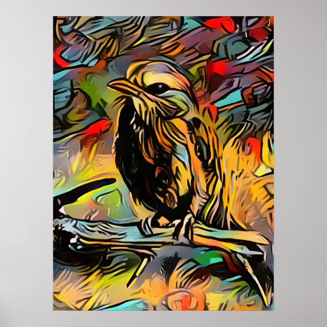 Colourful Abstract Bird Poster (Front)