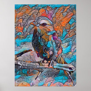 Colourful Abstract Bird Poster