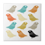Colourful Abstract Birds Mid-century Modern Tile<br><div class="desc">This fabulous mid century modern tile features rows of bright birds, in the colours of turquoise, orange, cream, green, tan, and black. This will make a fabulous addition to your kitchen decor!</div>