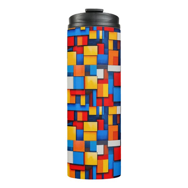 Colourful abstract blocks thermal tumbler (Front)