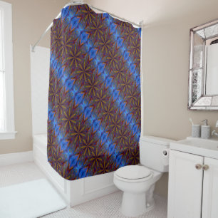 Colourful Abstract Blue And Gold Pattern  Shower Curtain