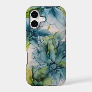 Colourful Abstract Blue and Green Floral Art
