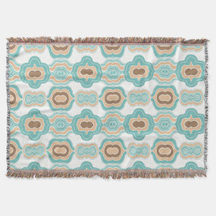 Colourful abstract blue/brown/tan medallion throw blanket