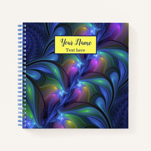 Colourful Abstract Blue Pink Green Fractal Art Nam Notebook (Front)