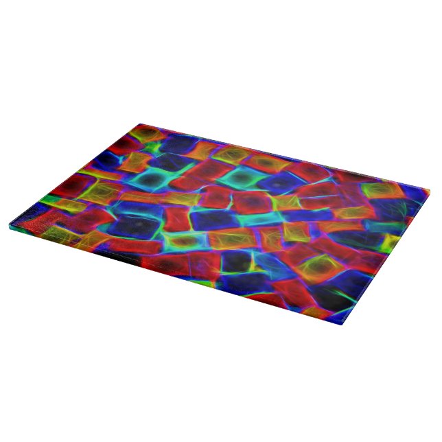 Colourful Abstract Bokeh Blocks Pattern Cutting Board (Corner)