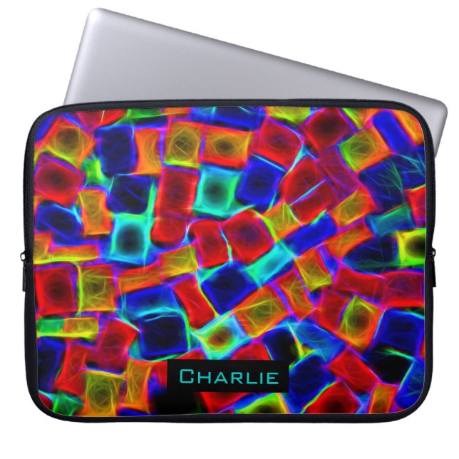 Colourful Abstract Bokeh Blocks Personalised Laptop Sleeve (Front)