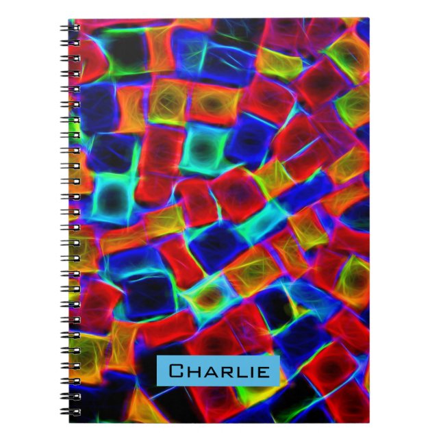 Colourful Abstract Bokeh Blocks Personalised Notebook (Front)