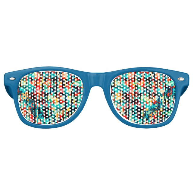 Colourful abstract bright element design retro sunglasses (Front)