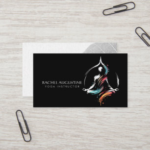 Colourful Abstract Brush Logo Meditation Instructo Business Card