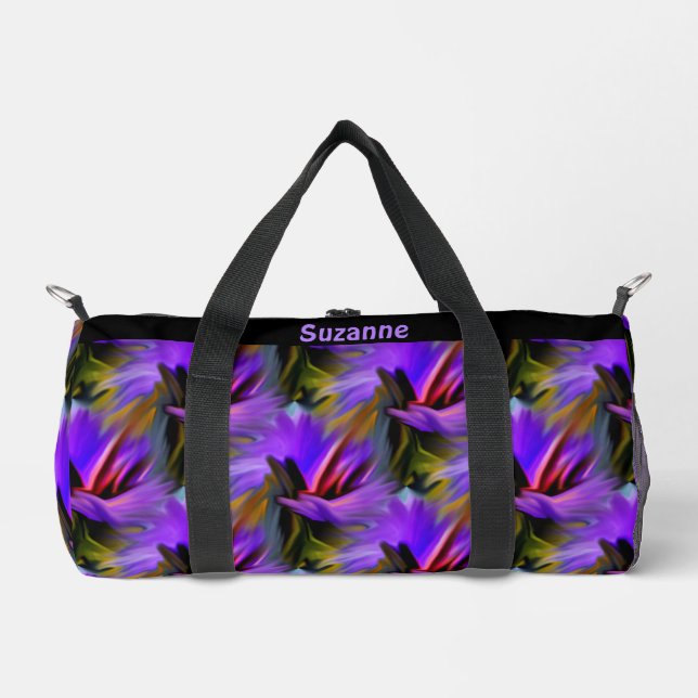 Colourful Abstract Brush Strokes Personalised      Duffle Bag (Front)