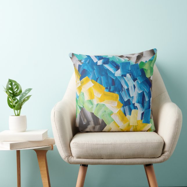 Colourful Abstract Brushstroke Pattern Cushion (Chair)