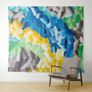 Colourful Abstract Brushstroke Pattern Tapestry