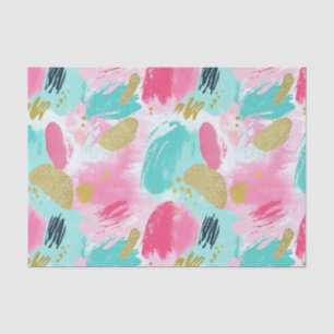 Colourful Abstract Brushstrokes - Mint & Pink (1) Tissue Paper
