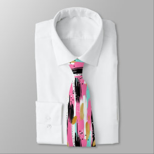 Colourful Abstract Brushstrokes - Mint & Pink (2) Tie