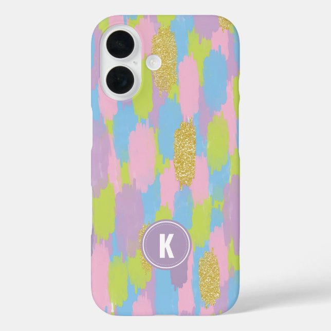 Colourful Abstract Brushstrokes  Pattern Monogram Case-Mate iPhone Case (Back)
