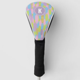 Colourful Abstract Brushstrokes  Pattern Monogram Golf Head Cover