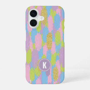 Colourful Abstract Brushstrokes Pattern Monogram iPhone 16 Case