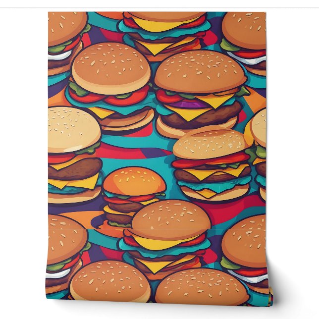 Colourful Abstract Burger with Vibrant Hues  Wallpaper (Unrolling)