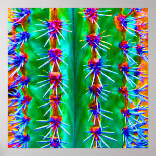 Colourful Abstract Cactus Pop Modern Southwest Poster