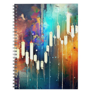 Colourful abstract candlestick chart painting notebook