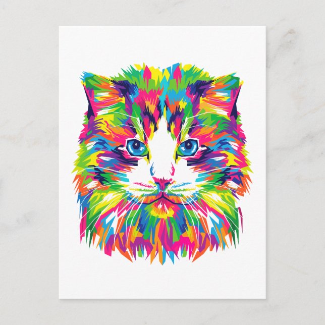 Colourful abstract cat postcard (Front)