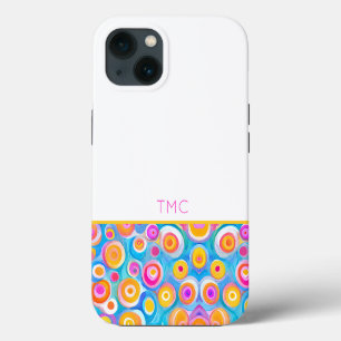 Colourful Abstract Circle Art INITIALS Summer Fun iPhone 13 Case