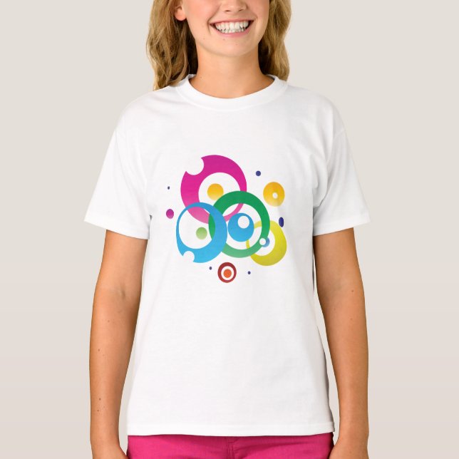 Colourful Abstract Circles Graphic   T-Shirt (Front)