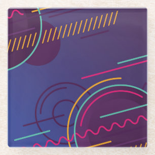 Colourful Abstract Circles, Lines & Cool Shapes Glass Coaster