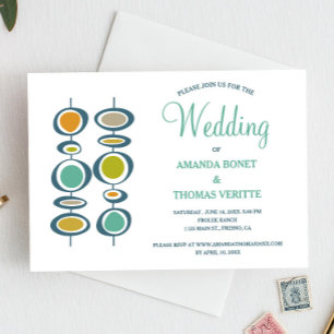 Colourful Abstract Circles Mid Century Wedding Invitation