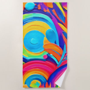Colourful Abstract Circles Painting Beach Towel