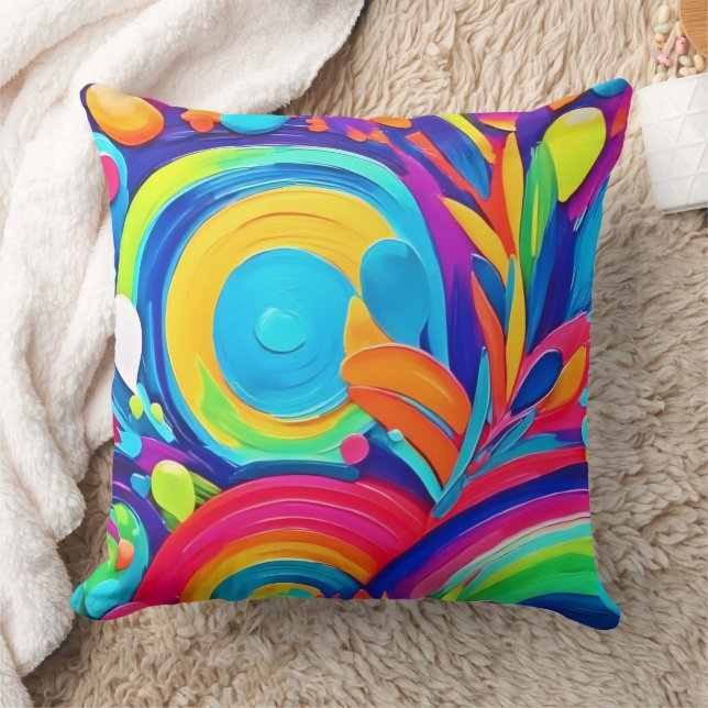 Colourful Abstract Circles Painting Cushion (Blanket)