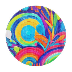 Colourful Abstract Circles Painting Cutting Board