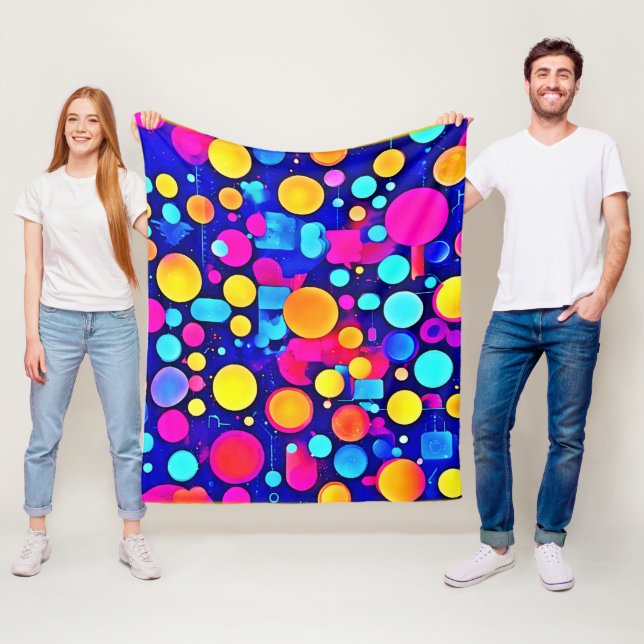 Colourful Abstract Circles Spectrum Fleece Blanket (In Situ)