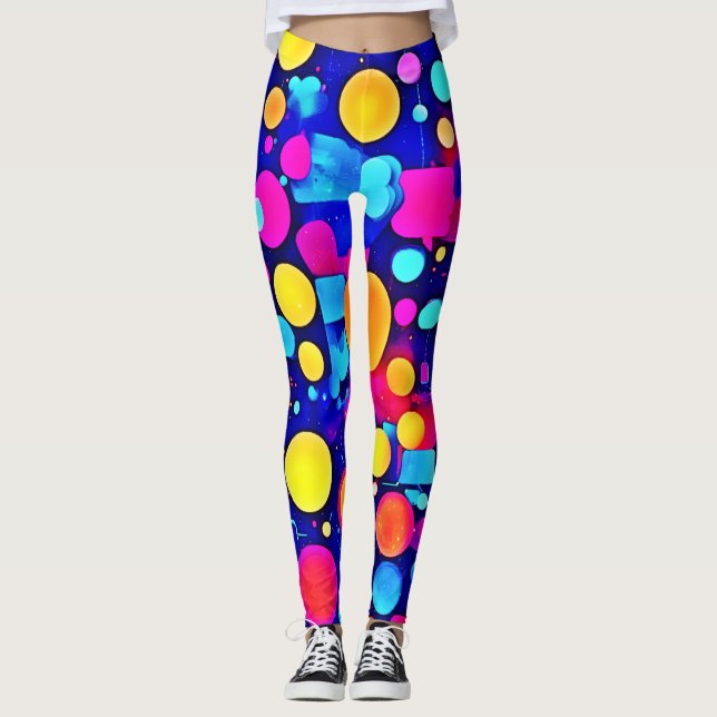 Colourful Abstract Circles Spectrum Leggings (Front)
