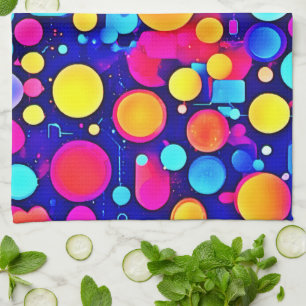 Colourful Abstract Circles Spectrum Tea Towel