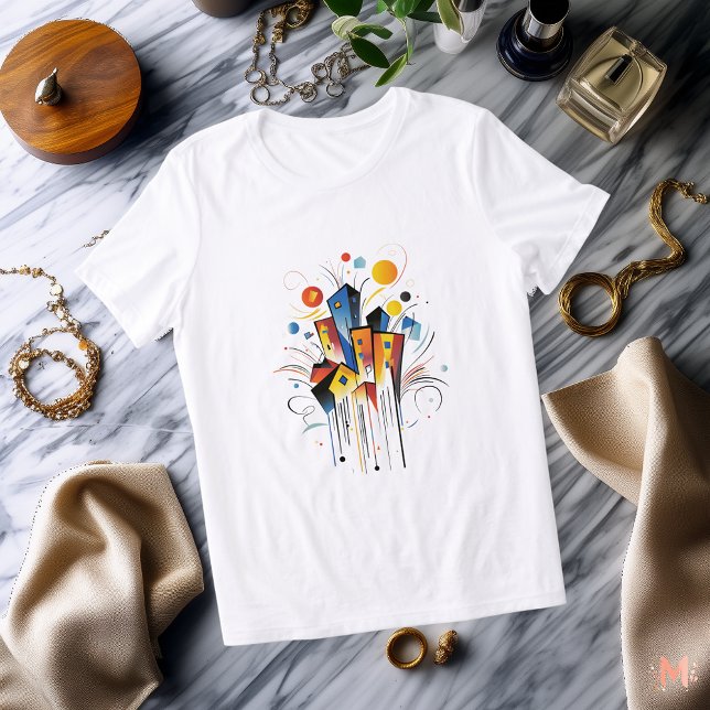 Colourful Abstract City T-Shirt | Vibrant Urban Ar Tri-Blend Shirt (Creator Uploaded)