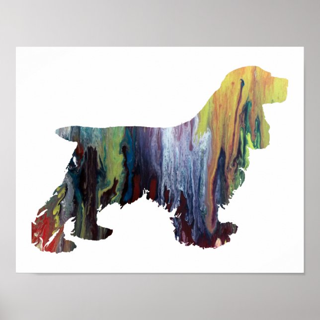 Colourful abstract cocker spaniel silhouette poster (Front)