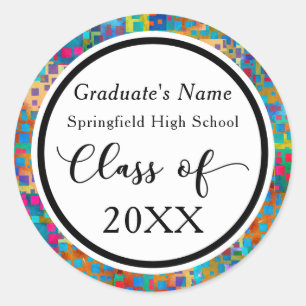 Colourful Abstract Confetti Graduation Celebration Classic Round Sticker