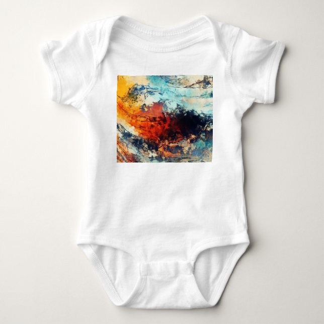 Colourful Abstract Contemporary Artwork Baby Bodysuit (Front)