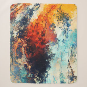 Colourful Abstract Contemporary Artwork Sherpa Blanket