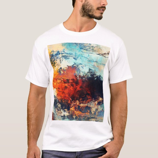 Colourful Abstract Contemporary Artwork T-Shirt (Front)